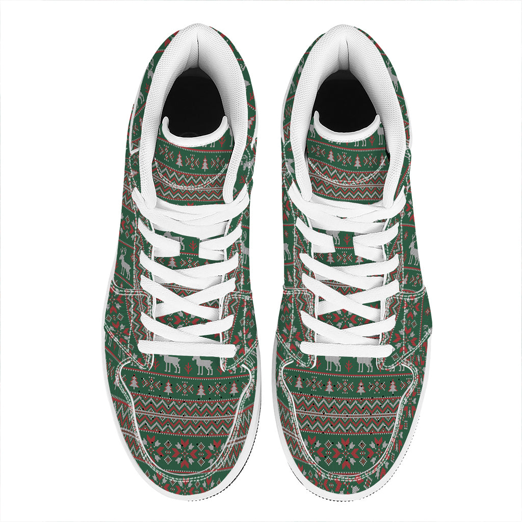 Christmas High Top Leather Sneakers with Festive