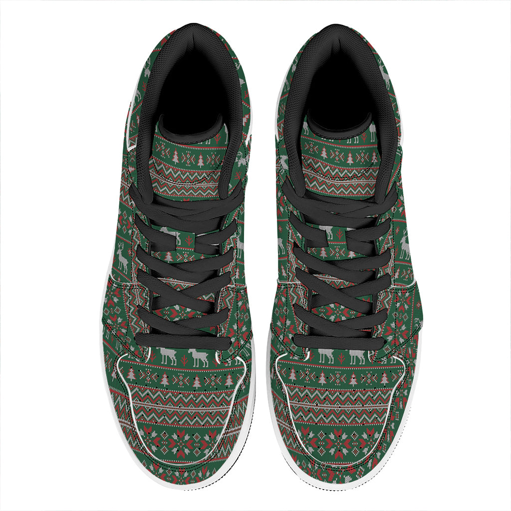 Christmas High Top Leather Sneakers with Festive