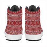 Christmas High Top Leather Sneakers with Festive Knitted Design