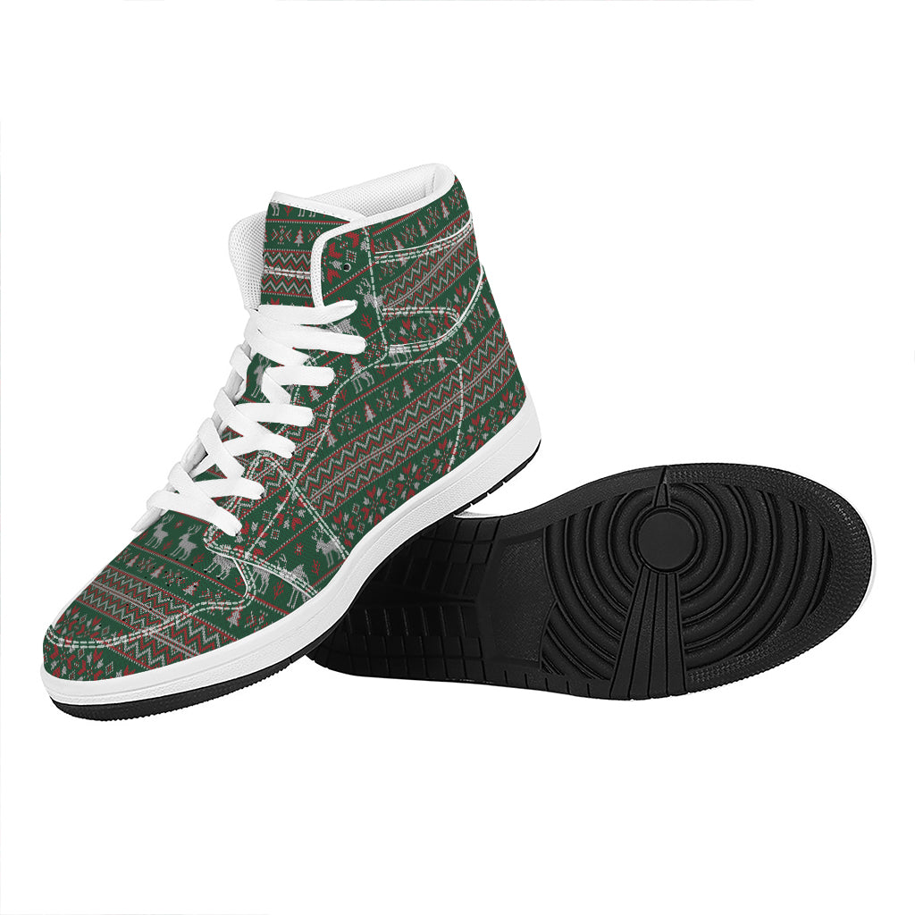 Christmas High Top Leather Sneakers with Festive