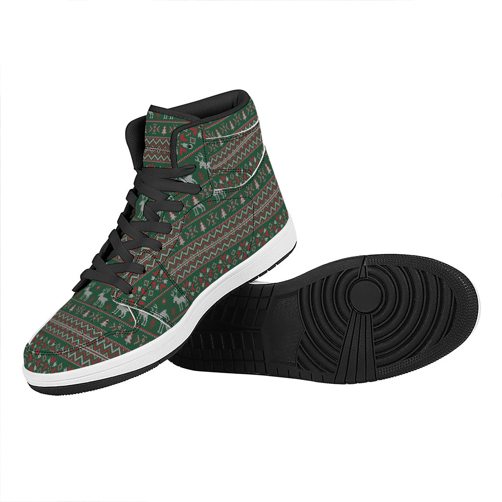 Christmas High Top Leather Sneakers with Festive