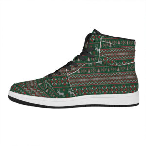 Christmas High Top Leather Sneakers With Festive Knitted Design Y3R9O