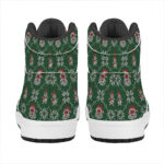 Christmas High Top Leather Sneakers with Festive Knitted Pattern