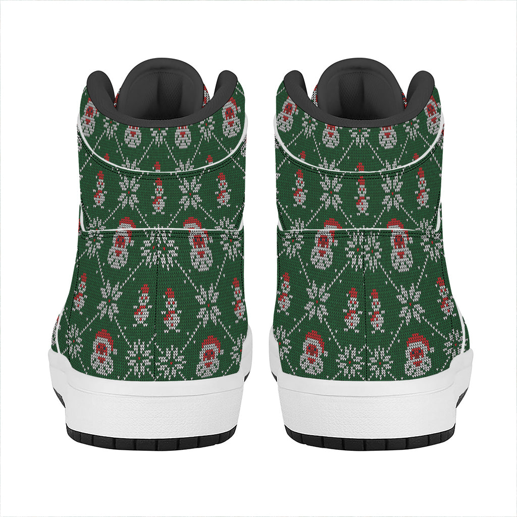 Christmas High Top Leather Sneakers with Festive Knitted Pattern