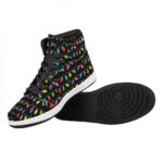 Christmas High Top Leather Sneakers with Festive Lights Design