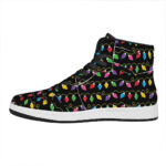 Christmas High Top Leather Sneakers with Festive Lights Design