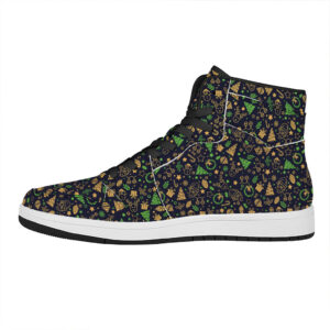 Christmas High Top Leather Sneakers With Festive Party Elements Print 4Uyzh