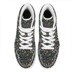 Christmas High Top Leather Sneakers with Festive Party Elements Print