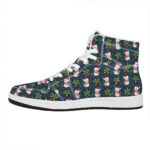 Christmas High Top Leather Sneakers with Festive Snowman Design