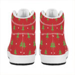 Christmas High Top Leather Sneakers with Festive Tree Design