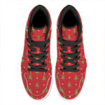 Christmas High Top Leather Sneakers with Festive Tree Design