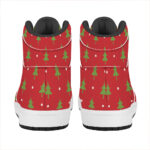 Christmas High Top Leather Sneakers with Festive Tree Design