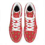 Christmas High Top Leather Sneakers with Festive Tree Design