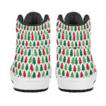 Christmas High Top Leather Sneakers with Festive Tree Print