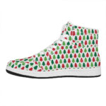 Christmas High Top Leather Sneakers with Festive Tree Print