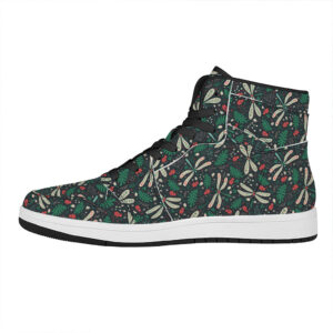 Christmas High Top Leather Sneakers With Floral Dragonfly Design 3Qw2G