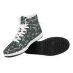 Christmas High Top Leather Sneakers with Floral Dragonfly Design