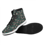 Christmas High Top Leather Sneakers with Floral Dragonfly Design