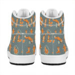 Christmas High Top Leather Sneakers with Fox Pattern Print