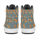 Christmas High Top Leather Sneakers with Fox Pattern Print