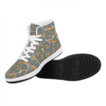 Christmas High Top Leather Sneakers with Fox Pattern Print