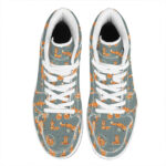 Christmas High Top Leather Sneakers with Fox Pattern Print