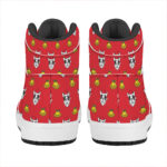 Christmas High Top Leather Sneakers with French Bulldog Santa Print