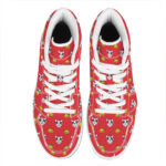 Christmas High Top Leather Sneakers with French Bulldog Santa Print