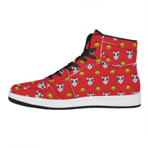 Christmas High Top Leather Sneakers With French Bulldog Santa Print Jrdtq