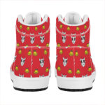 Christmas High Top Leather Sneakers with French Bulldog Santa Print