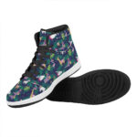 Christmas High Top Leather Sneakers with Fun Decoration Print