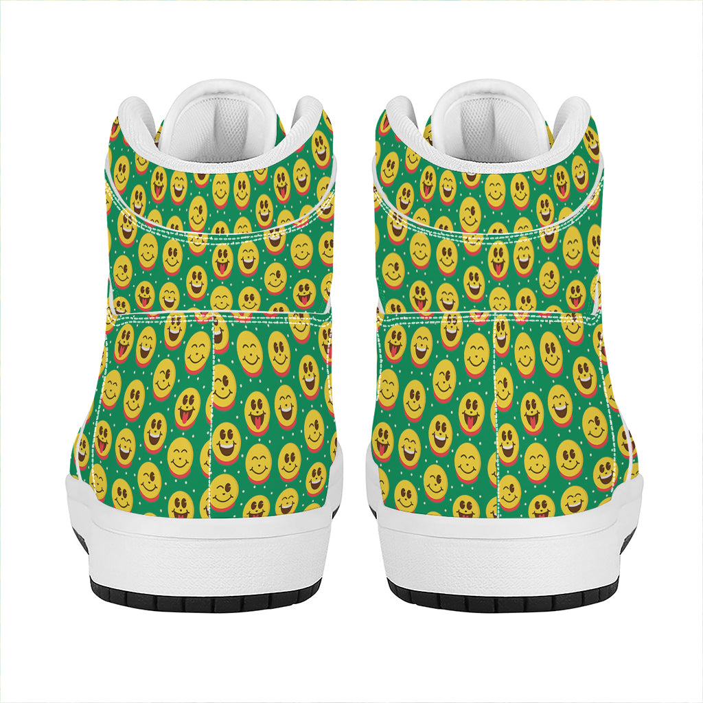 Christmas High Top Leather Sneakers with Fun Emoji Design