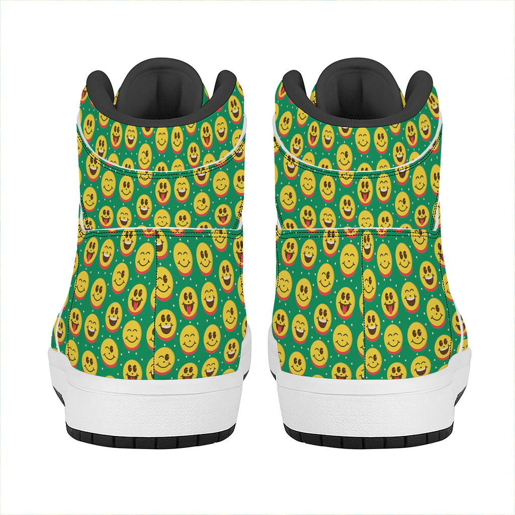 Christmas High Top Leather Sneakers with Fun Emoji Design