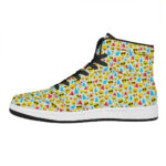 Christmas High Top Leather Sneakers with Fun Emoji Print