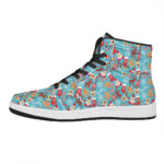 Christmas High Top Leather Sneakers with Fun Holiday Patterns