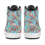 Christmas High Top Leather Sneakers with Fun Holiday Patterns