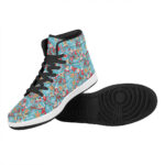 Christmas High Top Leather Sneakers with Fun Holiday Patterns