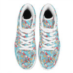 Christmas High Top Leather Sneakers with Fun Holiday Patterns