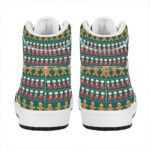 Christmas High Top Leather Sneakers with Gingerbread Man Design