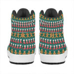 Christmas High Top Leather Sneakers with Gingerbread Man Design