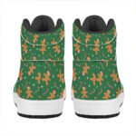 Christmas High Top Leather Sneakers with Gingerbread Print