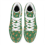 Christmas High Top Leather Sneakers with Gingerbread Print