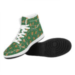 Christmas High Top Leather Sneakers with Gingerbread Print