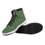 Christmas High Top Leather Sneakers with Gingerbread Print