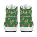 Christmas High Top Leather Sneakers with Gingerbread Print