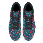 Christmas High Top Leather Sneakers with Holiday Elements Pattern