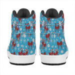 Christmas High Top Leather Sneakers with Knitted Pattern Design