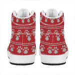 Christmas High Top Leather Sneakers with Knitted Paw Print Design