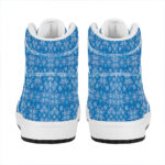 Christmas High Top Leather Sneakers with Nordic Knitted Pattern Design