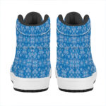 Christmas High Top Leather Sneakers with Nordic Knitted Pattern Design